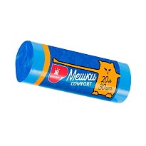 Мешки для мусора 20 л, синие, в рулоне 30 шт., ПНД, 8 мкм, 500х400 мм, Comfort, М0017 (МН 20-30с) в Буденновске