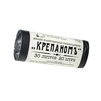 Мешки для мусора 30 л, черные, в рулоне 20 шт., ПНД, 7 мкм, 560х440 мм, Крепаномъ, 4607075710580 в Буденновске