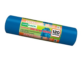 Мешки для мусора 120 л, синие, в рулоне 10 шт., ПНД, 14 мкм, 1100х700 мм, EXTRA, ex1201802 в Буденновске
