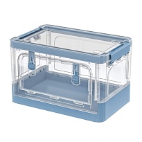 Ящик пластиковый складной прозрачный, дно синее, 360х235х230 мм, с колесиками в Буденновске Ящик пластиковый складной прозрачный, дно синее, 360х235х230 мм, с колесиками в Буденновске