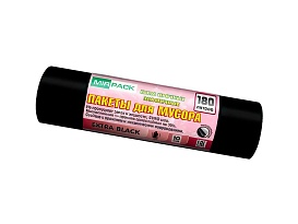 Мешки для мусора 180 л, ароматизированные, черные, в рулоне 10 шт., ПВД, 50 мкм, 1100х930 мм, EXTRA black, 18008301 в Буденновске