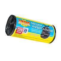 Мешки для мусора 120 л, черные, в рулоне 20 шт., ПНД, 15 мкм, 1100х700 мм, Крепак, 4607075710207 в Буденновске