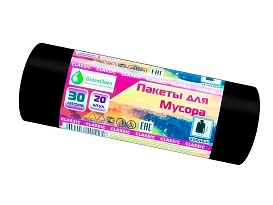 Мешки для мусора 30 л, черные, в рулоне 20 шт., ПНД, 7 мкм, 600х500 мм, MIRPACK Classik, 302040 в Буденновске