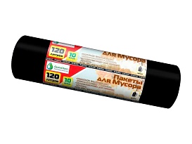 Мешки для мусора 120 л, черные, в рулоне 10 шт., ПНД, 12 мкм, 1100х700 мм, MIRPACK Classik, 1201011 в Буденновске