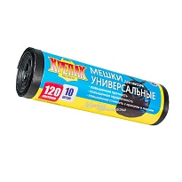 Мешки для мусора 120 л, черные, в рулоне 10 шт., ПНД, 15 мкм, 1100х700 мм, Крепак, 4607075710214 в Буденновске