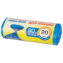 Мешки для мусора 90 л, синие, в рулоне 20 шт., ПНД, 14 мкм, 900х700 мм, LAIMA ULTRA, 607693 в Буденновске