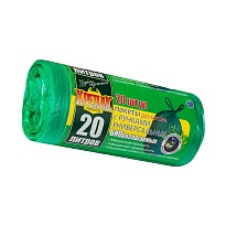 Мешки для мусора 20 л, биоразлагаемые, с ручками, черные, в рулоне 30 шт., ПНД, 10 мкм, 550х440 мм, Крепак, 4607075710047 в Буденновске