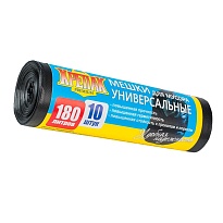 Мешки для мусора 180 л, черные, в рулоне 10 шт., ПНД, 20 мкм, 1150х800 мм, Крепак, 4607075710481 в Буденновске