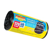 Мешки для мусора 120 л, черные, в рулоне 30 шт., ПНД, 15 мкм, 1100х700 мм, Крепак, 4607075710122 в Буденновске