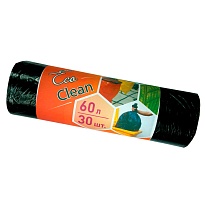 Мешки для мусора 60 л, черные, в рулоне 30 шт., ПНД, 6 мкм, 640х580 мм, Концепция Быта EcoClean, 603890 в Буденновске