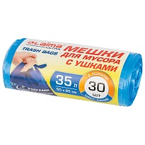Мешки для мусора 35 л, с ушками, синие, в рулоне 30 шт., ПНД, 11 мкм, 650х500 мм, LAIMA ULTRA, 607684 в Буденновске