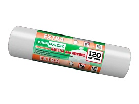 Мешки для мусора 120 л, белые, в рулоне 10 шт., ПНД, 14 мкм, 1100х700 мм, EXTRA, ex1201803 в Буденновске