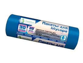 Мешки для мусора 30 л, синие, в рулоне 20 шт., ПНД, 7 мкм, 600х500 мм, MIRPACK Classik, 302041 в Буденновске