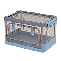 Ящик пластиковый складной прозрачный коричневый, дно синее, 360х235х230 мм, с колесиками в Буденновске Ящик пластиковый складной прозрачный коричневый, дно синее, 360х235х230 мм, с колесиками в Буденновске