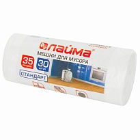 Мешки для мусора 35 л, белые, в рулоне 30 шт., ПНД, 6 мкм, 550х480 мм, LAIMA, 605538 в Буденновске