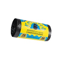 Мешки для мусора 20 л, с ушками, черные, в рулоне 30 шт., ПНД, 10 мкм, 550х440 мм, Крепакоф, 4607075710221 в Буденновске