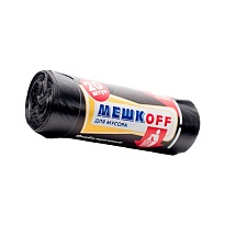 Мешки для мусора 60 л, черные, в рулоне 20 шт., ПНД, 9 мкм, 700х600 мм, МЕШКОFF, 4045 в Буденновске