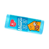 Мешки для мусора 30 л, синие, в рулоне 30 шт., ПНД, 5 мкм, 560х480 мм, Эконом, МЭ3841 (ПМ-30-30) в Буденновске